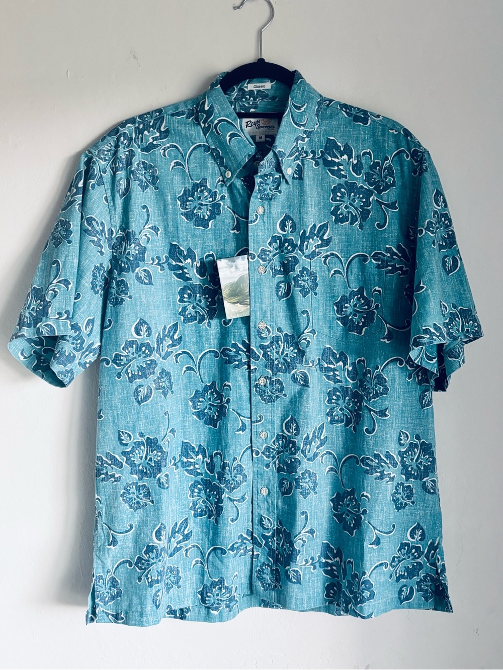 reyn spooner Teal Floral Short-Sleeve Button-Down Shirt, M NwT